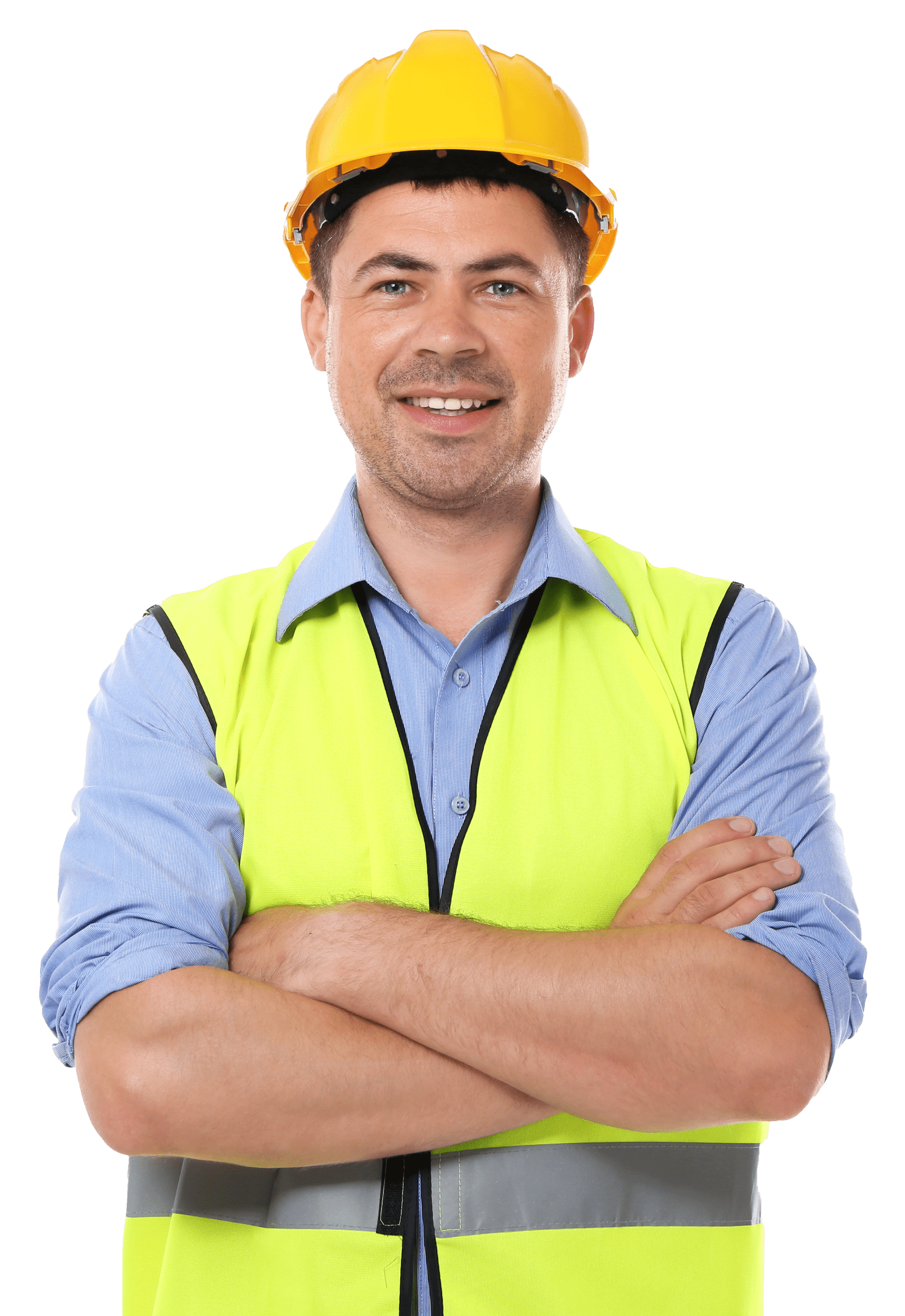 Construction worker smiling